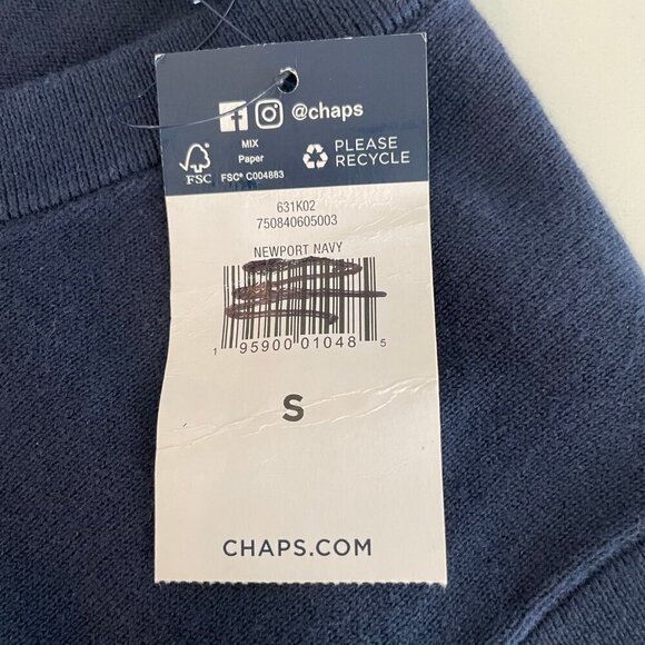 Chaps Sporty Preppy V Neck Knit 100% Cotton Sweater Vest Newport Blue Sz S NWT - Picture 12 of 15